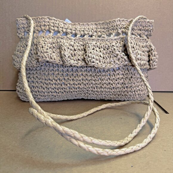 Aqua Gypsy Raffia Clutch - Natural